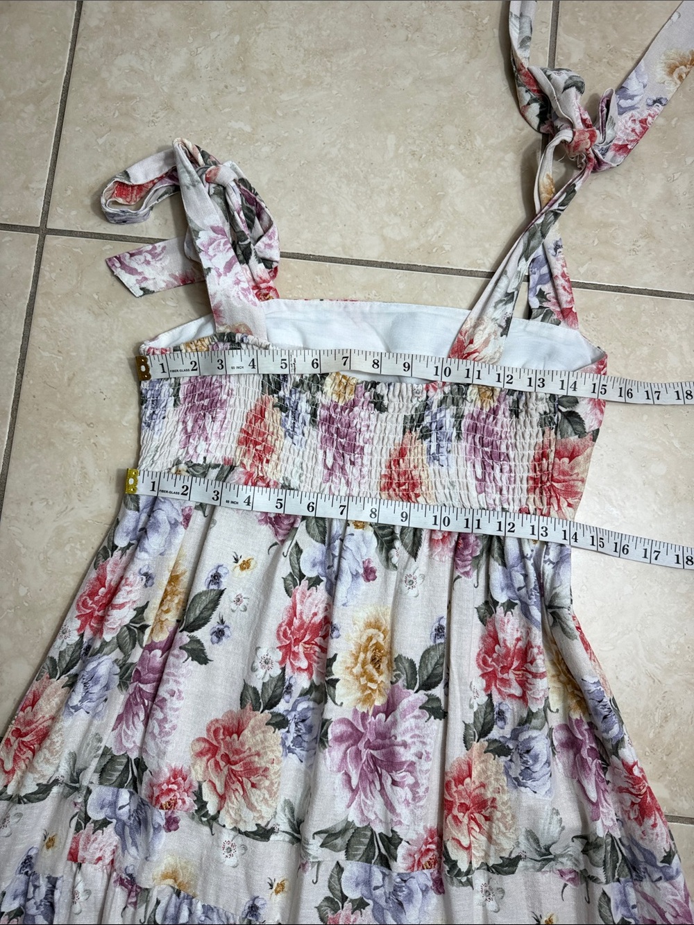 HOUSE OF HARLOW 1970 LINEN TIERED TIE STRAP MAXI DRESS SIZE M - Picture 13 of 14
